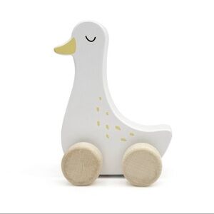 Wooden Pull Toy Duck in White and Natural